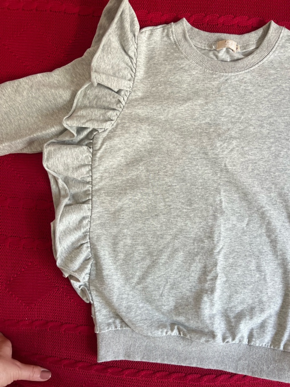 Jars Girls' Ruffle Sweatshirt - Light Gray - Picture 3 of 9